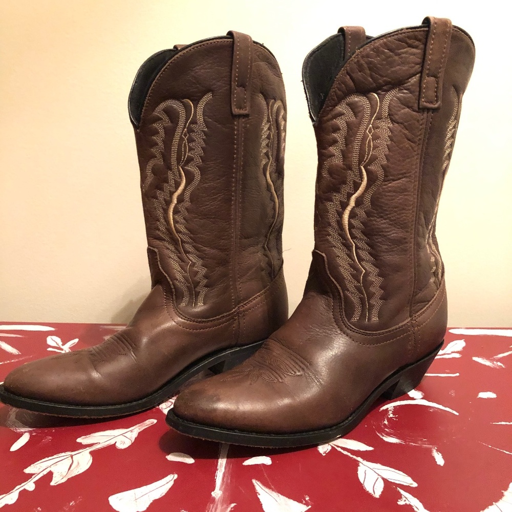 Brown Part Leather Laredo Cowboy Boots